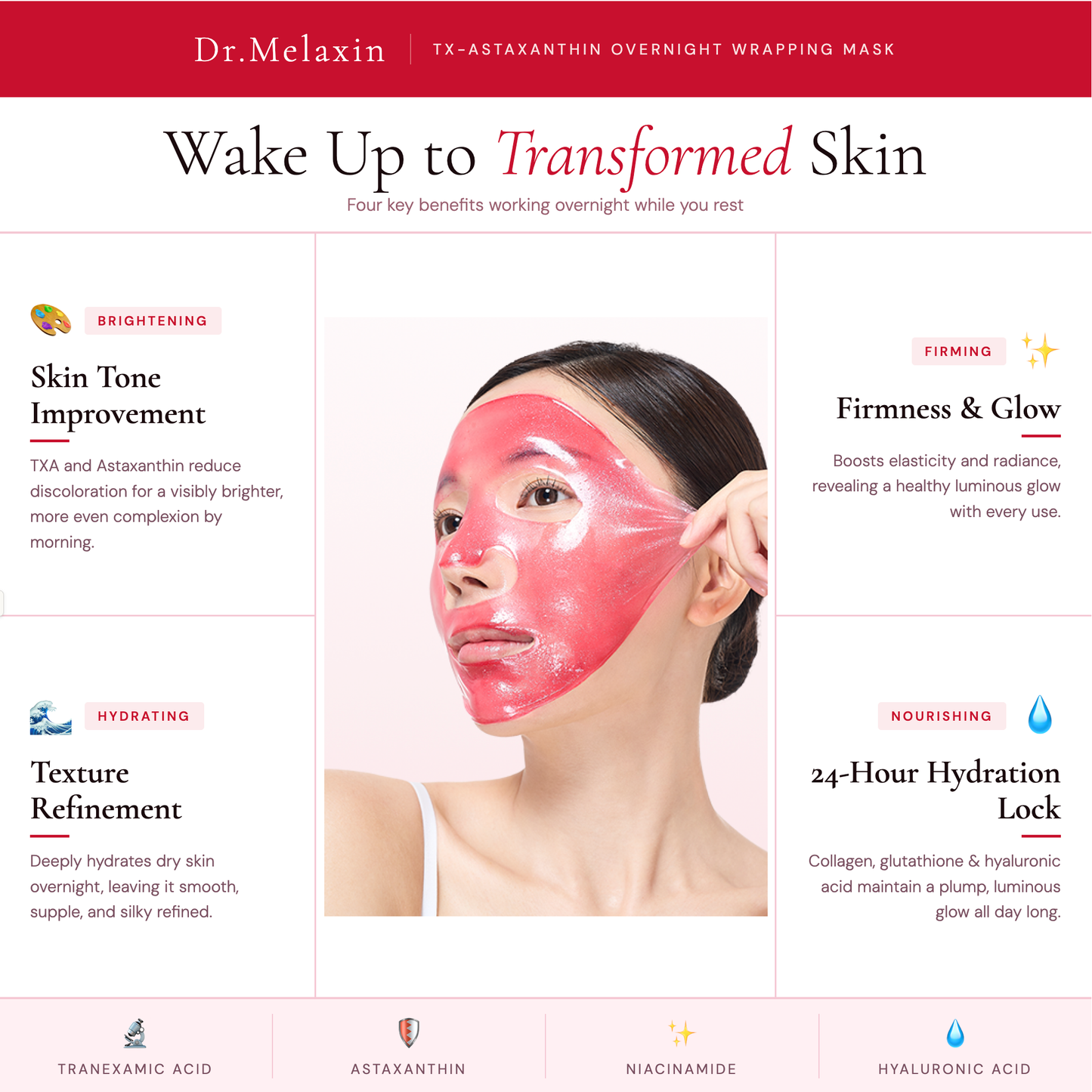 Dr. Melaxin Overnight Wrapping Peel-Off Mask – TXA Astaxanthin Brightening Treatment